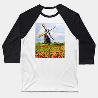 A mill in a poppy field Baseball T-Shirt